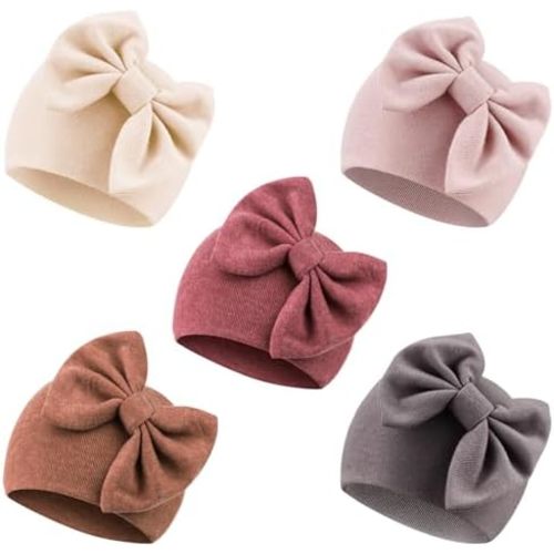 Newborn Baby Girl Hats with Bow Cotton Toddler Infant Beanie Cap Newborn Hospital Hats for Baby Girl Kid 0-24 Months
