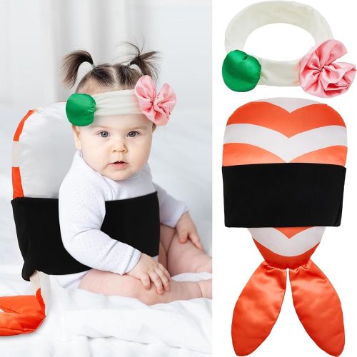 Toulite Halloween Shrimp Sushi Costume for Baby Sushi Costume with Headband Halloween Baby Supplies Kit