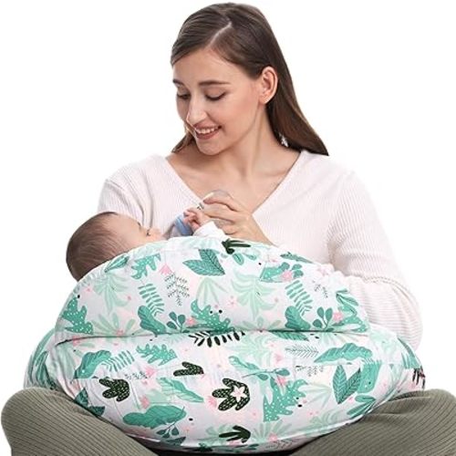 Momcozy Nursing Pillows for Breastfeeding, Plus Size Portable Breastfeeding Pillow and Positioner with Original Security Fence, Baby Support| with Adjustable Waist Strap and Removable Cotton Cover