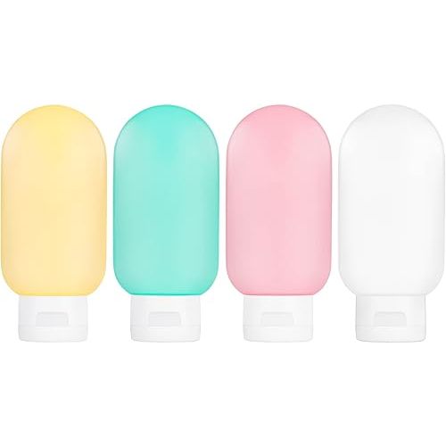 TSA Approved Travel Bottles Set for Toiletries Travel Size Containers Kit 4 Pack Portable Leak Proof Refillable Squeeze Cosmetic Airplane Essential Shampoo Hair Conditioner Body Lotion Bath Shower Gel
