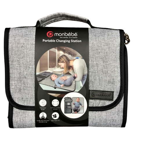 Monbebe Portable Diaper Changing Station with Strap, Gray, Toddler