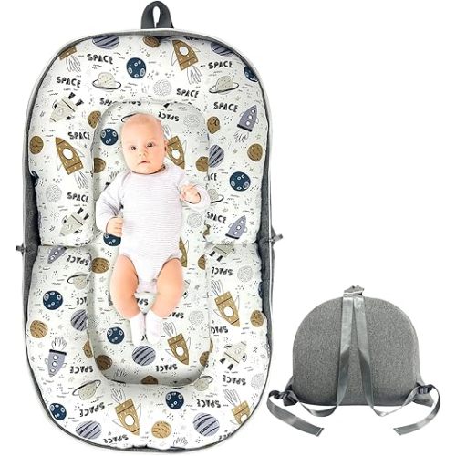 Baby Lounger, Foldable Portable Infant Lounger, Baby Nest Cover, Suitable for 0-24 Months Newborn Baby Lounger,Home Travel Dual-Purpose Baby Nest
