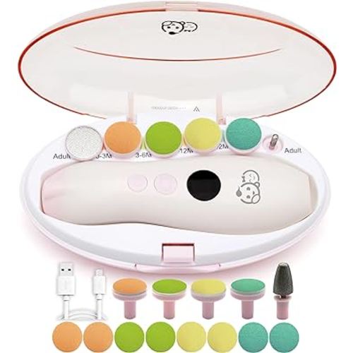 Rechargeable Baby Nail Trimmer - White Pink