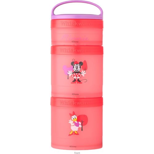 Whiskware Disney Stackable Snack Containers for Kids and Toddlers, 3 Stackable Snack Cups for School and Travel, Minnie and Daisy
