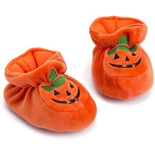 Newborn Baby Boys' Girls' Halloween Pumpkin Bootie Soft Soles Infant Crib Shoes