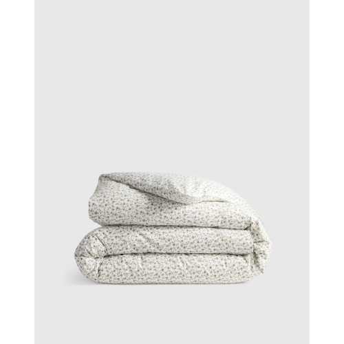 Classic Organic Percale Floral Duvet Cover in Green Florette