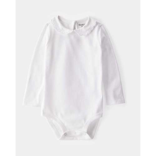 Baby Scalloped Collar Long-Sleeve Bodysuit - White - OshKosh | Carter's