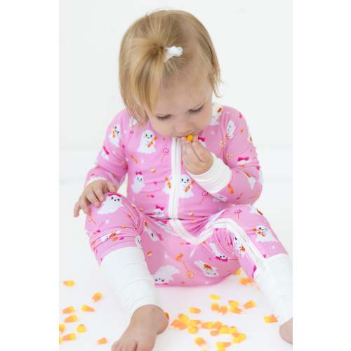 Spooky & Sweet Pink Zip Romper