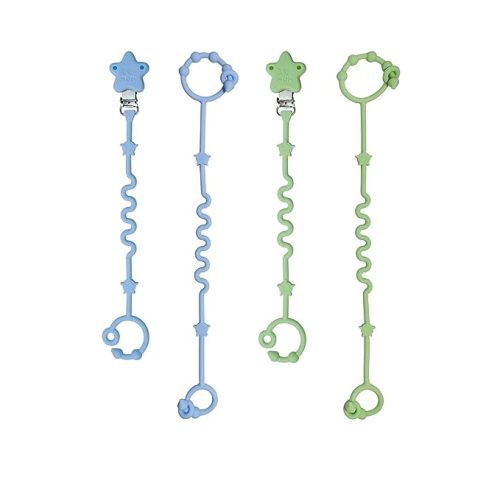 Toy Straps for Baby,RTMOK 4pcs Silicone Setpacifier Clip,Applies to Car Seat Toy,Teether Toy,High Chair,Stroller Accessories,Baby Toy Clips,Cribs,Rocking Chair,Silicone Pacifier Clip(Blue and Green) - Blue+Green