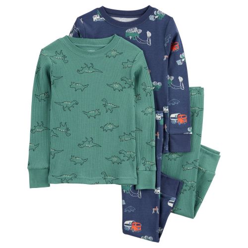 Toddler 4-Piece Dinosaur Trucks Thermal Pajamas - Carter's | Carter's