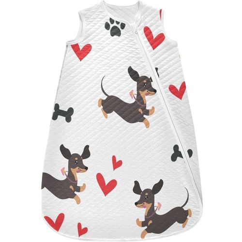 vvfelixl Dachshund Dog Running White Baby Wearable Blanket,Swaddle Transition Sleeping Bag for Infant,Sleep Sack for Newborn Babies,Sleep Suit for Toddler 6-12 Months