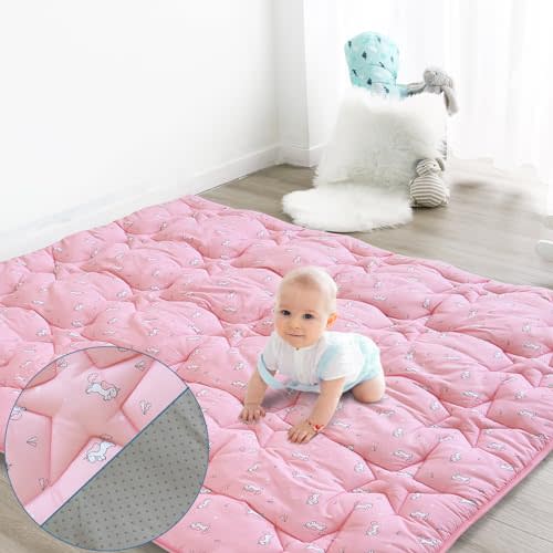 Baby Play Mat for Boys Girls, 50'' x 50'' Baby Play Mat for Playpen, One-Piece Crawling Play Mat for Baby, Non Slip Kids Play Mat, Toddlers, Pink