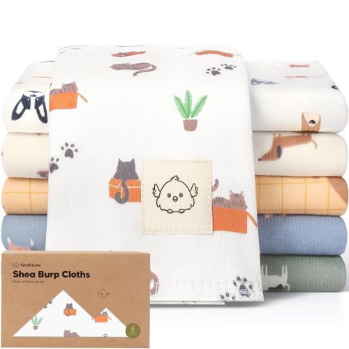 Organic Burp Cloths Baby Boy, Girl - 6-Pack Large Cotton Burping Cloths for Babies, Spit Up Rags, Super Absorbent, Ultra Soft Newborn Rag, Gender Neutral, Machine Washable, Durable(Pets & Paws)