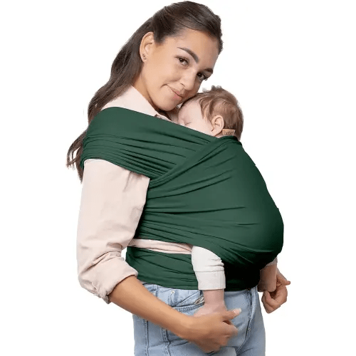 Bobba Baby Wrap Carrier - Stretchy Hands-Free Carrier, Newborn to Toddler 7-35lbs (Organic Serenity Rainforest)