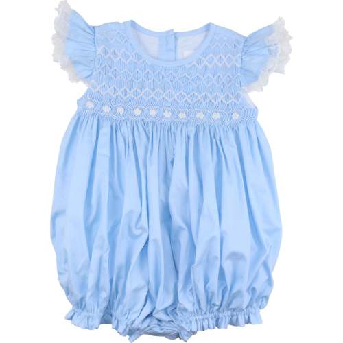 Blue Geometric Floral Smocked Bubble – Cecil & Lou