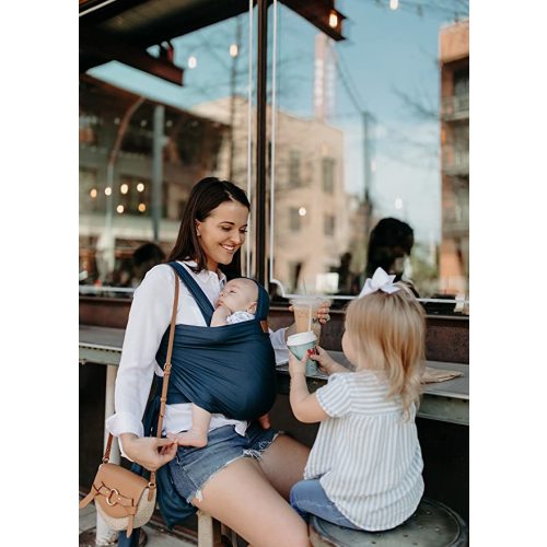 Tuck and Bundle Ezra Baby Wrap - Lightweight Baby Carrier - Harbor Blue - Best Baby Wrap for Newborns 0-15 Months - Comfortable, Simple, and Hands-Free Babywearing Wraps Made of 100% Micromodal
