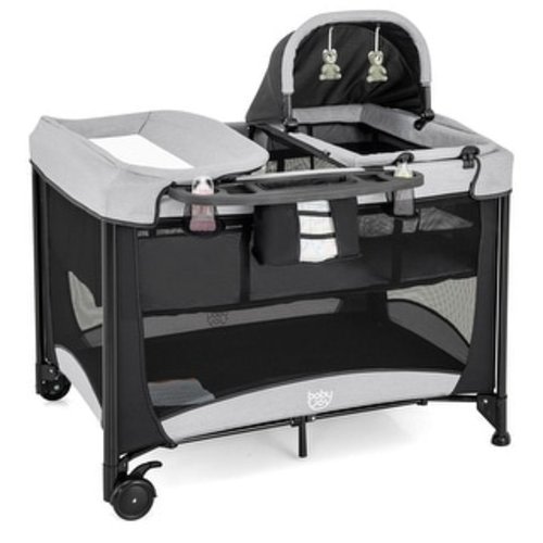 5 in 1 Portable Baby Playard Nursery Center w/ Cradle & Storage - See Details