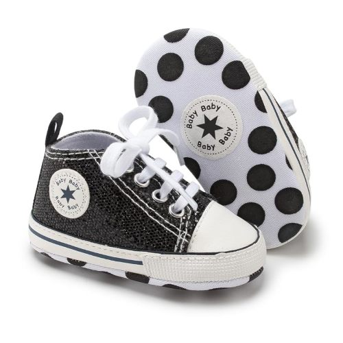 Unisex Baby Girls Boys Canvas High-top Shoes, Newborn Infant Anti-Slip Soft Sole Frist Walking Breathable Sneakers