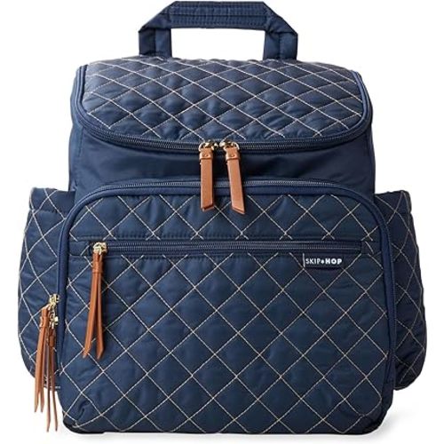 Skip Hop Diaper Bag Backpack: Forma, Multi-Function Baby Travel Bag with Changing Pad & Stroller Attachment, Navy