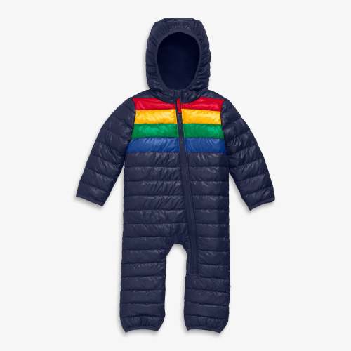 Baby lightweight puffer suit in stripe | Primary.com