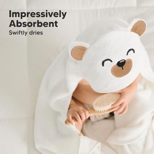 KeaBabies Baby Hooded Towel - Viscose Derived from Bamboo Baby Towel, Toddler Bath Towel, Infant Towels, Large Hooded Towel, Organic Baby Towels with Hood for Girls, Babies, Newborn Boys (Grizzly) - Regular