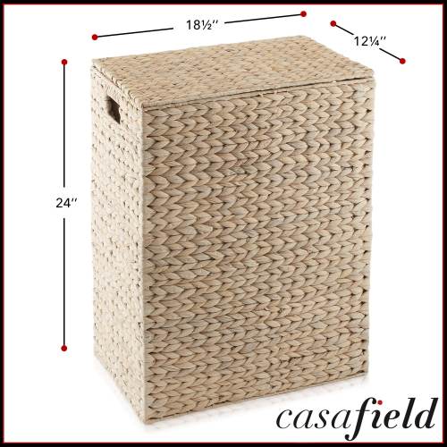 Large Laundry Hamper Basket w Lid and Liner Water Hyacinth