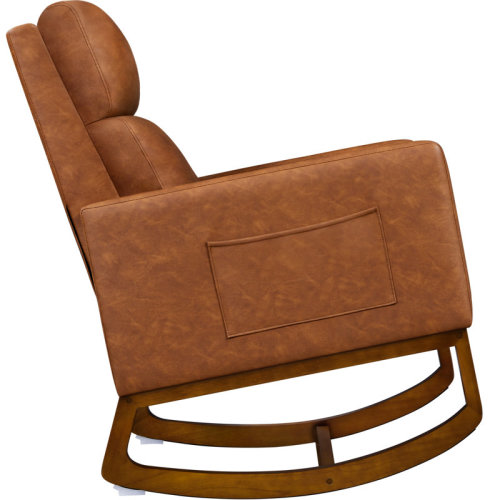 The Twillery Co.® Lydney Faux Leather Upholstered Rocking Chair With Rubberwood Legs & Reviews | Wayfair