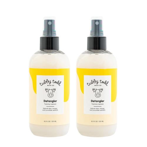 TUBBY TODD Hair Detangler Spray for Kids - Hair Detangling Spray with Baobab & Coconut Oil - Gentle & Moisturizing Kids Hair Detangler Spray - 8.5oz, 2 Pack - Lemon Crème