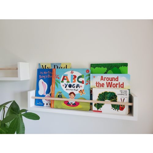 White Nursery Bookshelves (Custom Painting Available), Nursery Shelves, Floating Shelves, Nursery Shelves, All White/White With Wooden Dowel