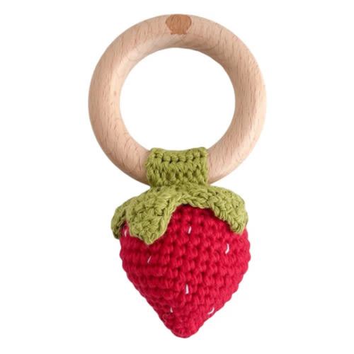 Cotton Crochet Rattle, Red Strawberry - The Blueberry Hill | Maisonette