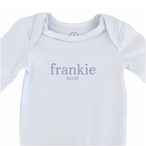 Personalized Full Length Snap Romper | Light Blue