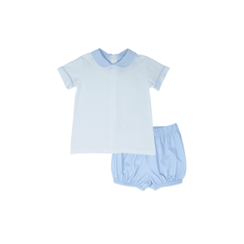 Sibley Bloomer/Shorts Set - Blue Mini Gingham