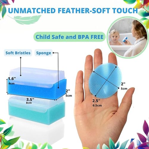 Baby Bath Sponges for Newborns - Baby Cradle Cap Brush - Cradle Cap Kit for Babies (Pack of 5) - Baby Cradle Cap Kit 5-Pack