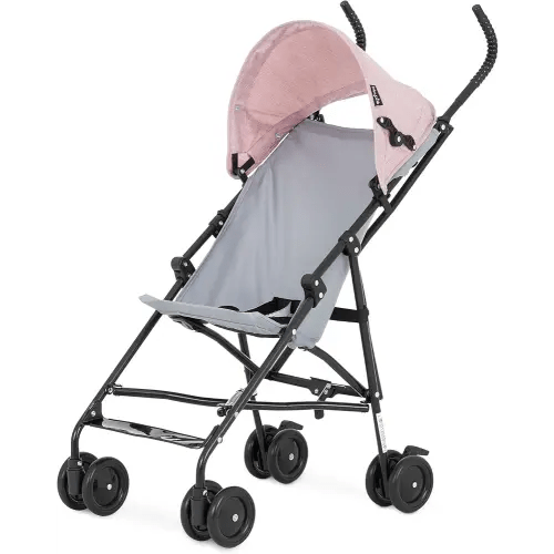Dream On Me Aero Travel Umbrella Stroller, One-Hand Quick Fold, 3-Point Safety Harness, Dual Brakes, Adjustable Removable Canopy, Lightweight Compact & Space-Saving for Infants and Toddlers – Pink