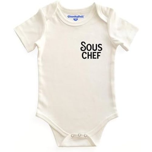 Chunky Deli Sous Chef Baby Bodysuit Gender Neutral Foodie Outfit - Soft 100% Cotton Unisex Short Sleeve One-Piece
