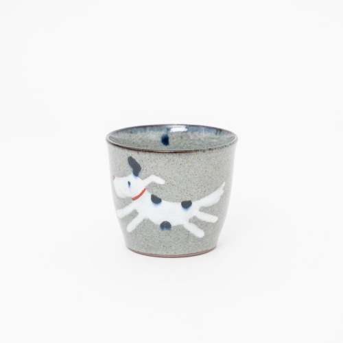 Handmade Hasami Ware Crackle Glaze Choko Cup - DOG