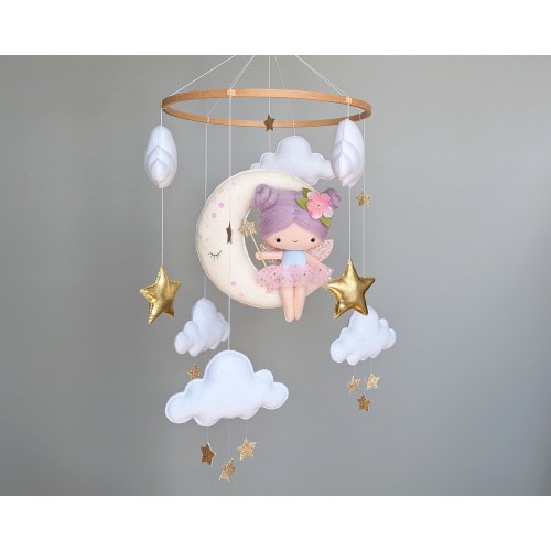 Fairy mobile for girl Nursery mobile fairy Nursery mobile princess Crib mobile for girl Cot mobile Whimsical mobile with fairy