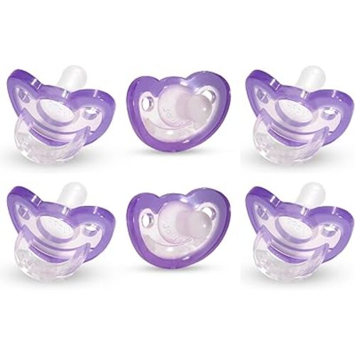 RaZbaby Jollypop Pacifier for Babies 3 Months and Up, USA Made, Natural Shaped Orthodontic Binky, Lovingly Shared in NICUs & Hospitals Worldwide, Medical-Grade 100% BPA-Free - 6 Pack - Lavender