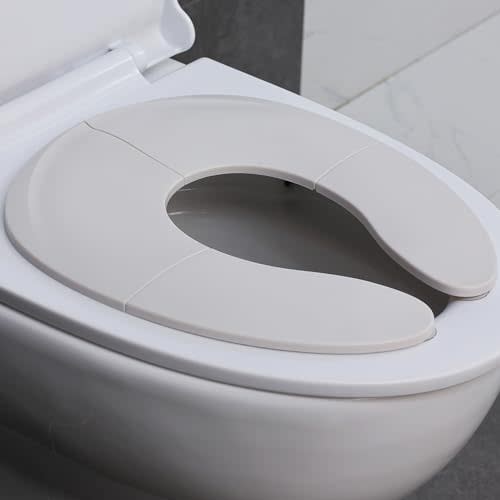 Funbliss Portable Potty Training Seat - Foldable & Secure Toilet Seat for Toddlers - Travel Friendly Design - Non-Slip Suction Cups - Anti-Pinch Pads Grey