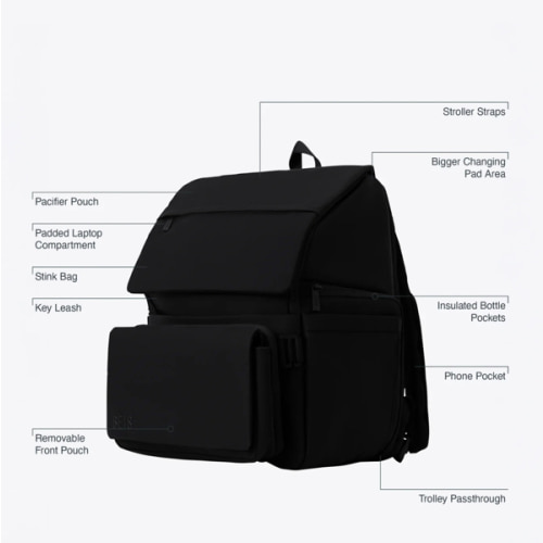 BÉIS 'The Ultimate Diaper Backpack' in Black - Best Backpack Diaper Bag in Black