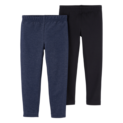 Baby 2-Pack Navy & Black Cotton Stretch Leggings - Carter's | Carter's