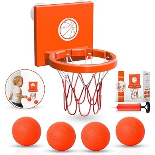 Bath Toys - Basketball Hoop for Toddlers with 4 Soft Balls & Suction Cups Baby Mini Basketball Hoop for Bathtub and Shower – Fun Bath Toy for Boys and Girls
