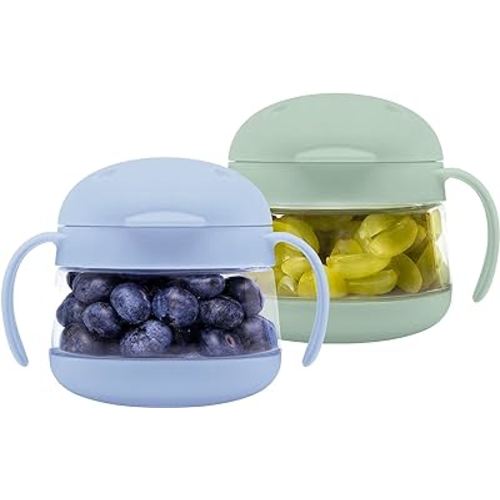 Ubbi Tweat No Spill Snack Container for Kids, BPA-Free Tritan, Toddler Snack Container, Sage & Blue
