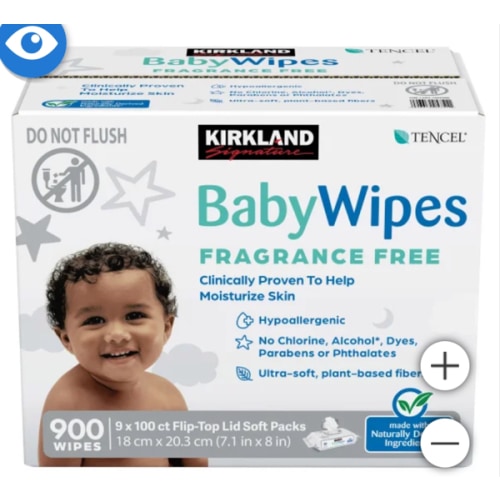 Kirkland Signature Baby Wipes Fragrance Free, 900-count