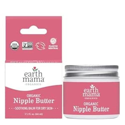 Earth Mama Organic Nipple Butter™ | Nipple Cream Safe for Breastfeeding | Postpartum Essentials for Nursing | Non Lanolin Nipple Cream, 2-Fluid Ounce