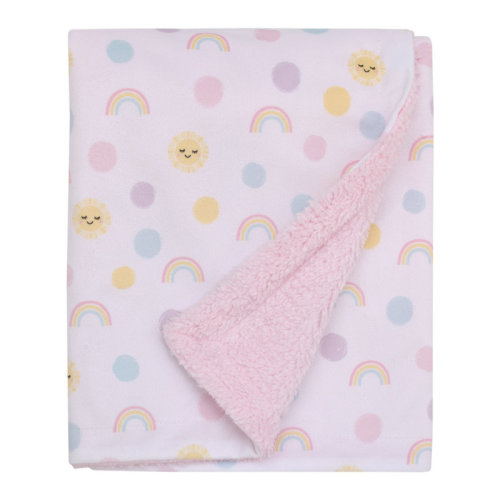Zoomie Kids Monterry Happy Days Rainbows, Sun and Polka-Dot Super Soft Sherpa Baby Blanket | Wayfair
