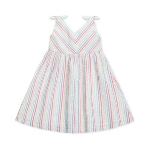 Hope & Henry Girls' Sleeveless Bow Shoulder Swing Dress, Seersucker Candy Stripe, 18-24 Months