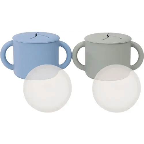 WeeSprout Snack Containers, Food Grade Silicone Cups, Spill-Proof Tops For Toddlers and Babies, Premium Hard Plastic Travel Lids, Dishwasher Safe, Set of 2 Snack Catchers