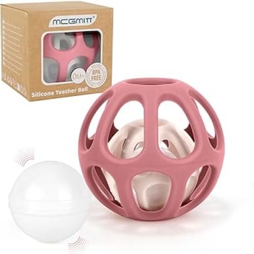 MCGMITT Baby Rattle Teether Toy, Easy Grasp Silicone Sensory Balls, Food Grade Stretchy Infant Toy Baby Ball, Montessori Teething Toy Gift for Infant Boys and Girls 0-6-12 Months