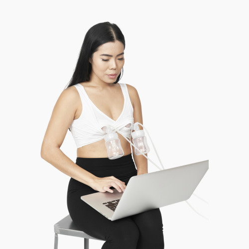 Larken X Nursing + Hands-Free Pumping Bra - White, M